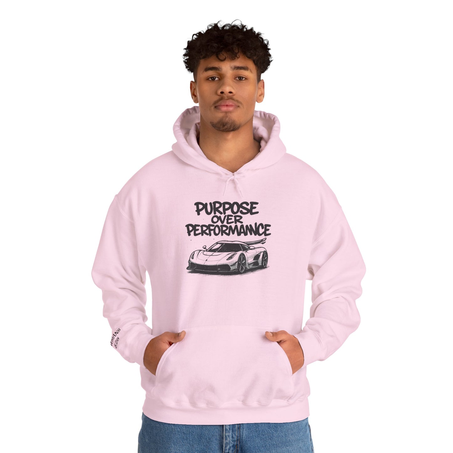 Jesko Purpose Over Performance Hoodie | Romas 8:28 | Unisex Sweatshirt for Car Enthusiasts