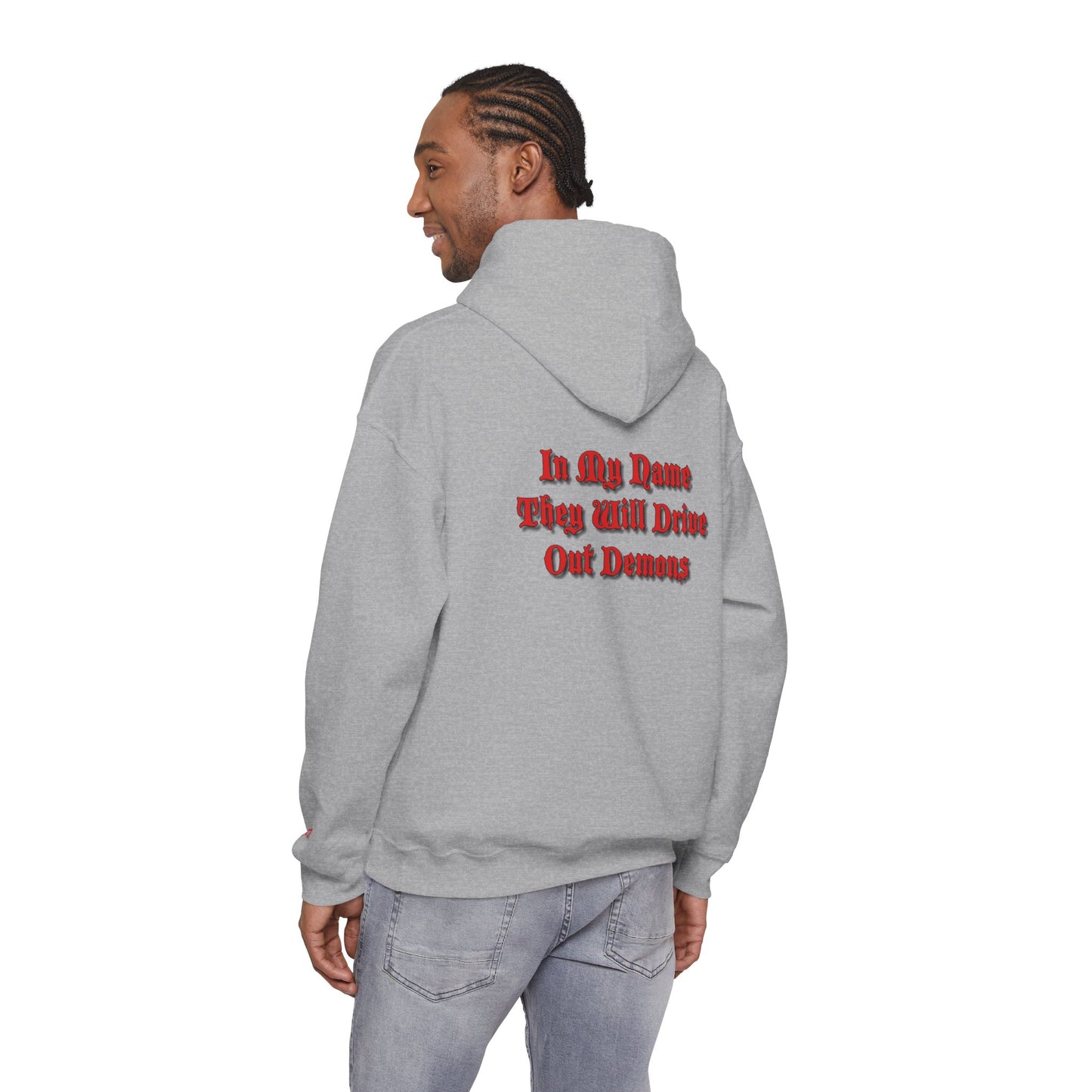 Dodge Demon Unisex Hoodie | Mark 16:17 | In My Name They Will Drive Out Demons