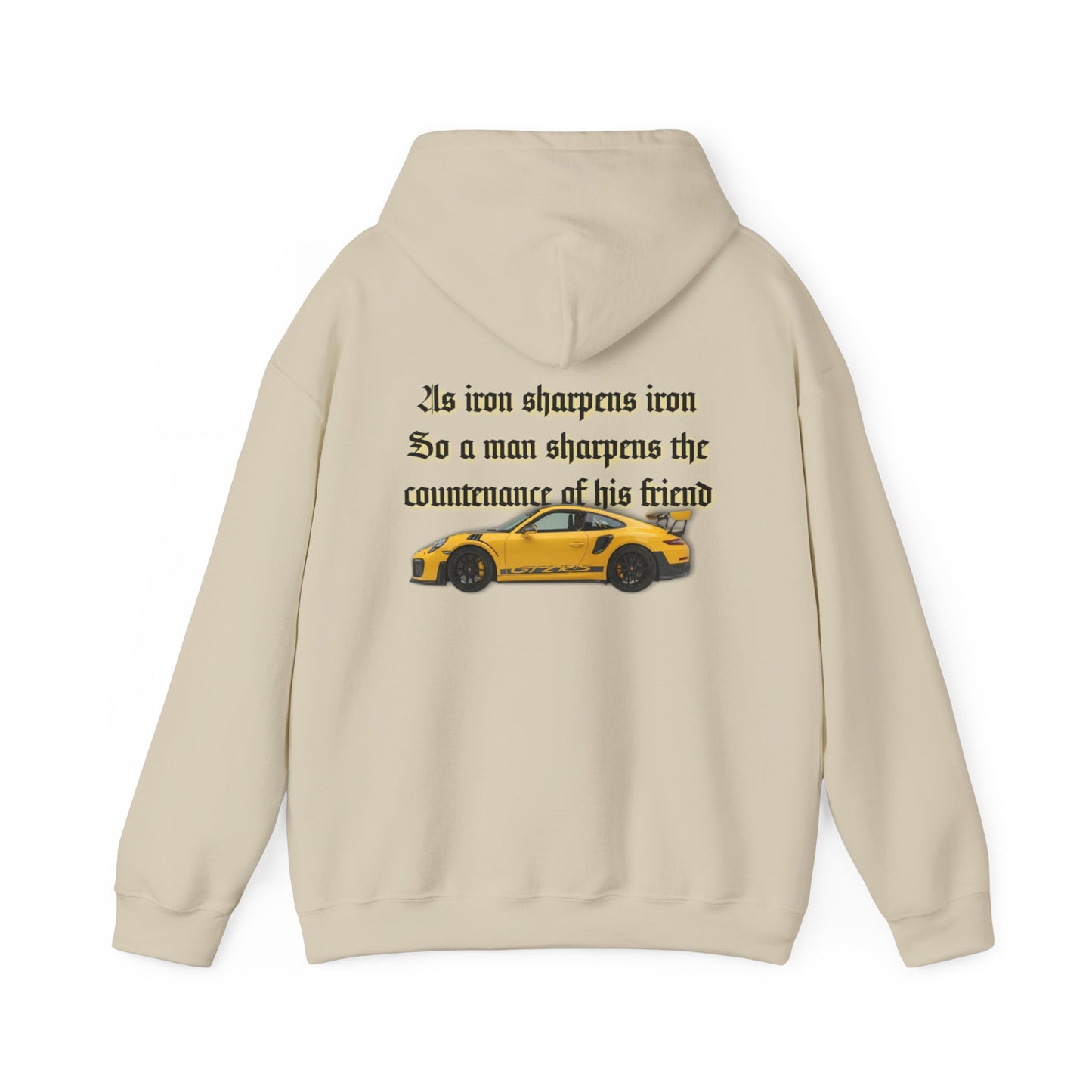 Proverbs 18:24 Mens Yellow Sports Car Hoodie