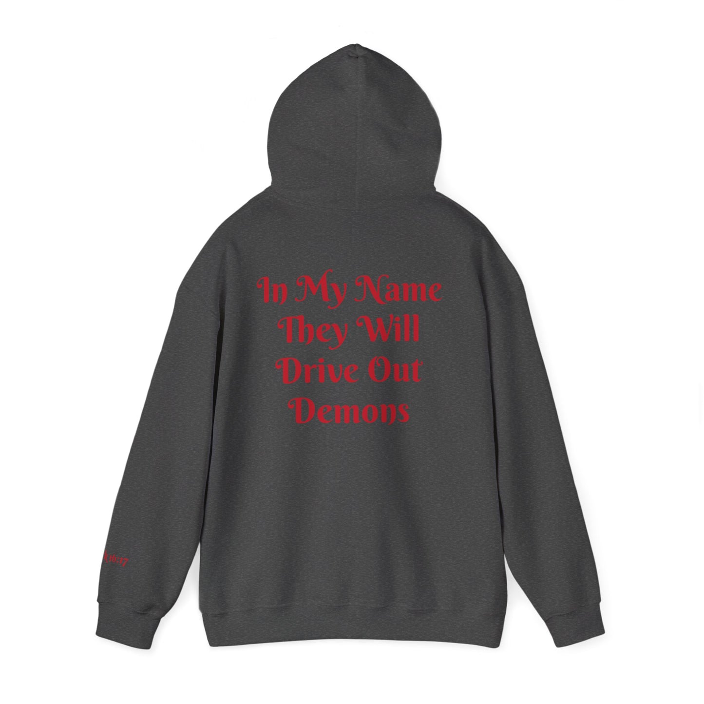 Dodge Demon Unisex Hoodie | Mark 16:17 | In My Name They Will Drive Out Demons