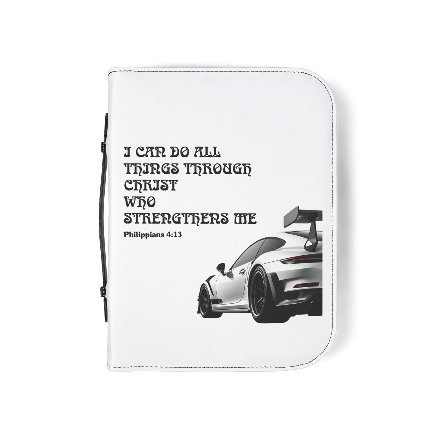 Racing Car Bible Cover – "I Can Do All Things Through Christ" Philippians 4:13