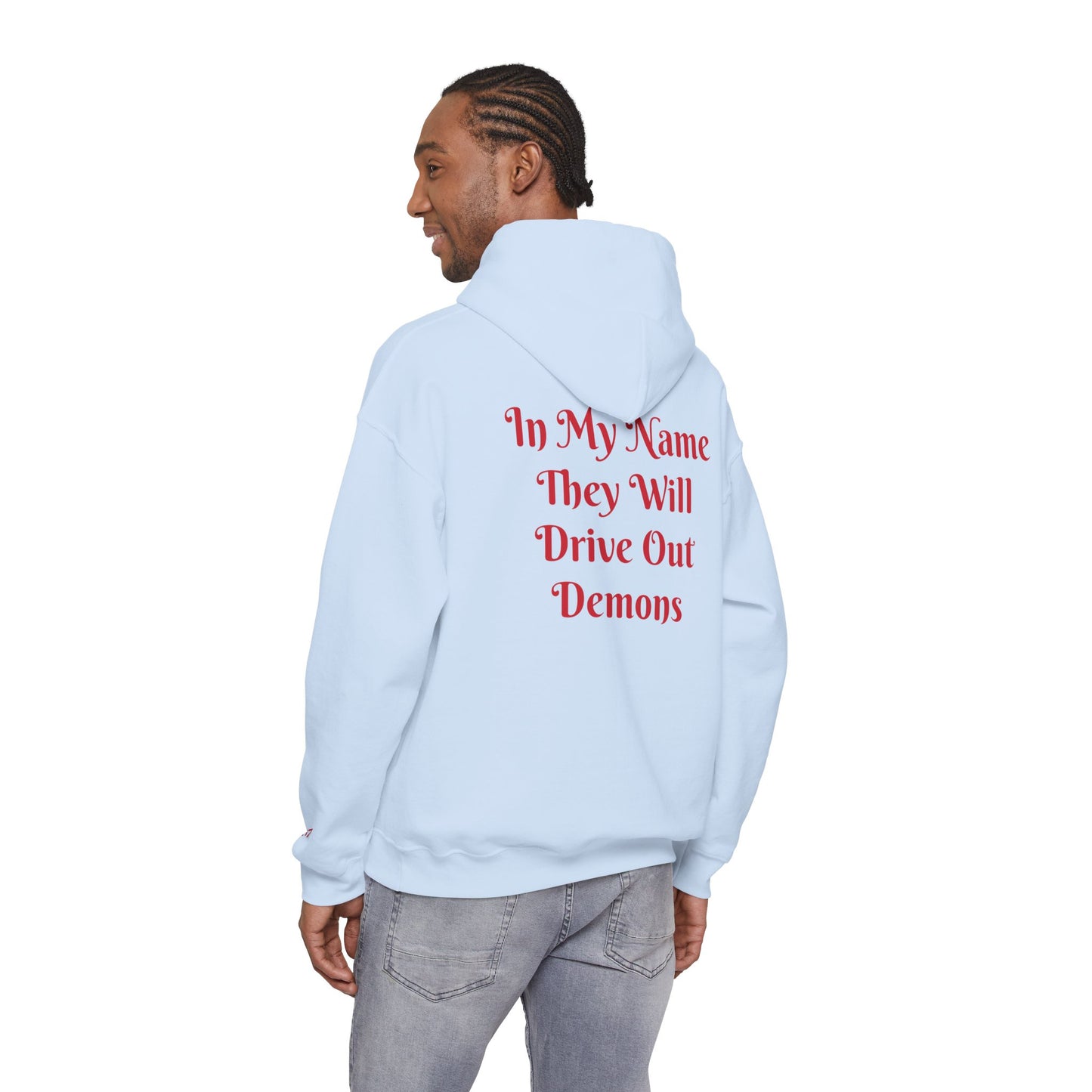 Dodge Demon Unisex Hoodie | Mark 16:17 | In My Name They Will Drive Out Demons