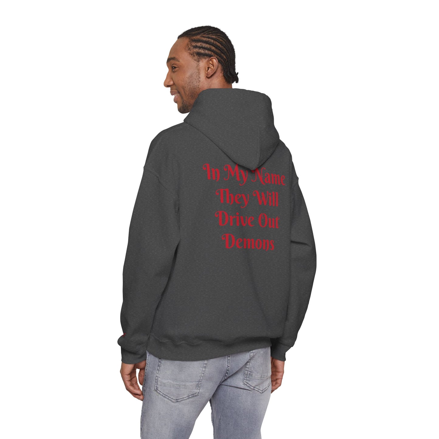 Dodge Demon Unisex Hoodie | Mark 16:17 | In My Name They Will Drive Out Demons