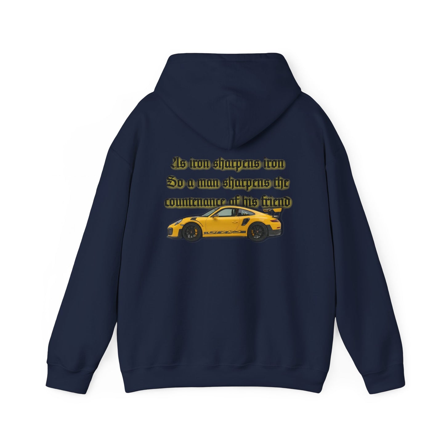 Proverbs 18:24 Mens Yellow Sports Car Hoodie