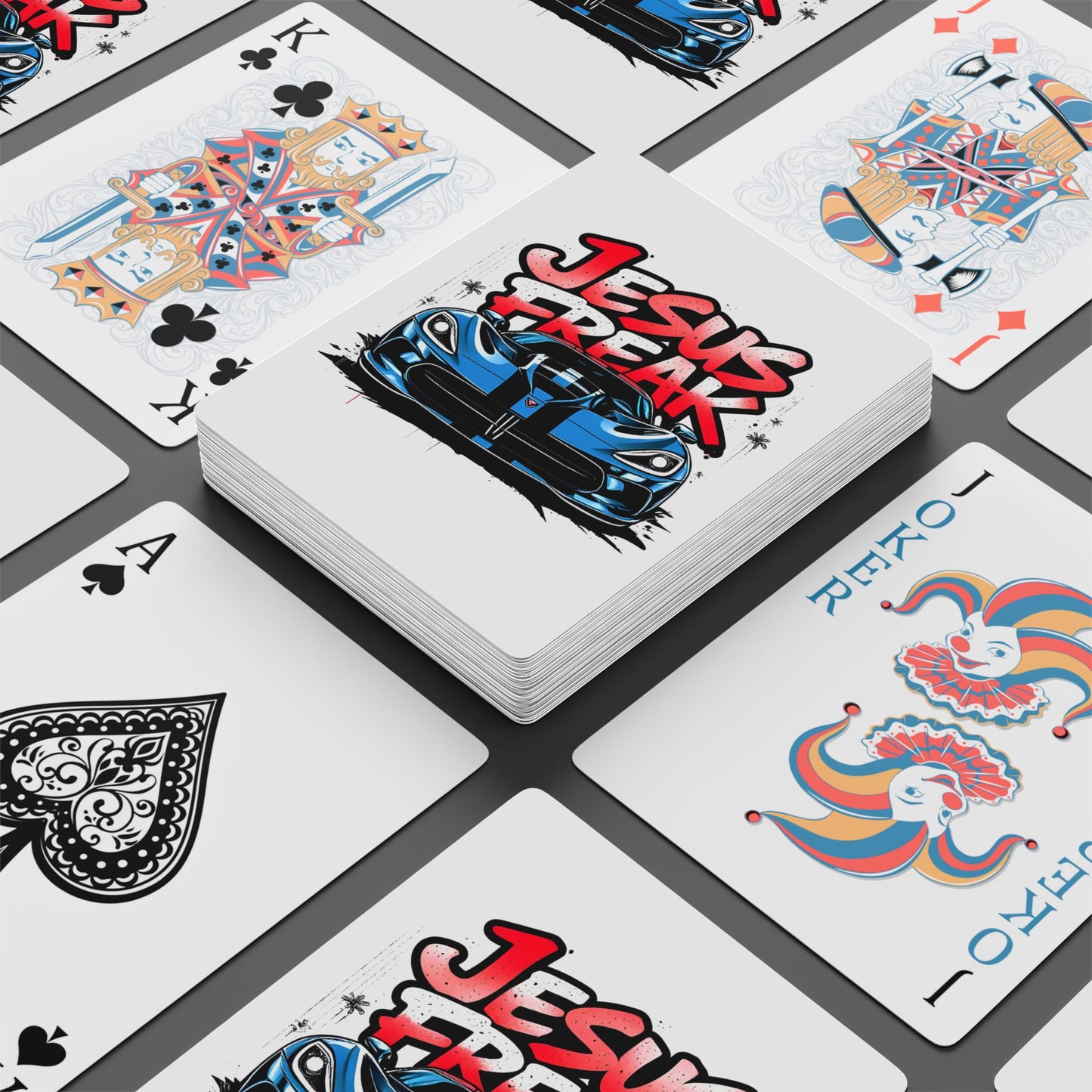 Custom Poker Playing Cards Set - Jesus Freak & Ace of Spades Design