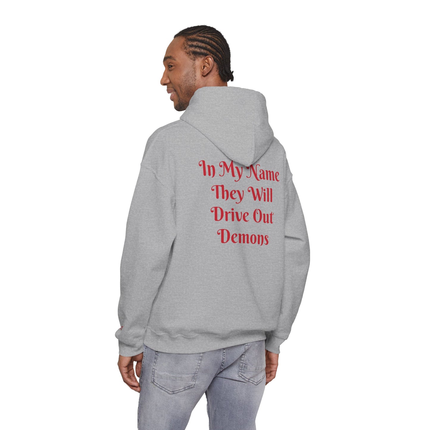 Dodge Demon Unisex Hoodie | Mark 16:17 | In My Name They Will Drive Out Demons