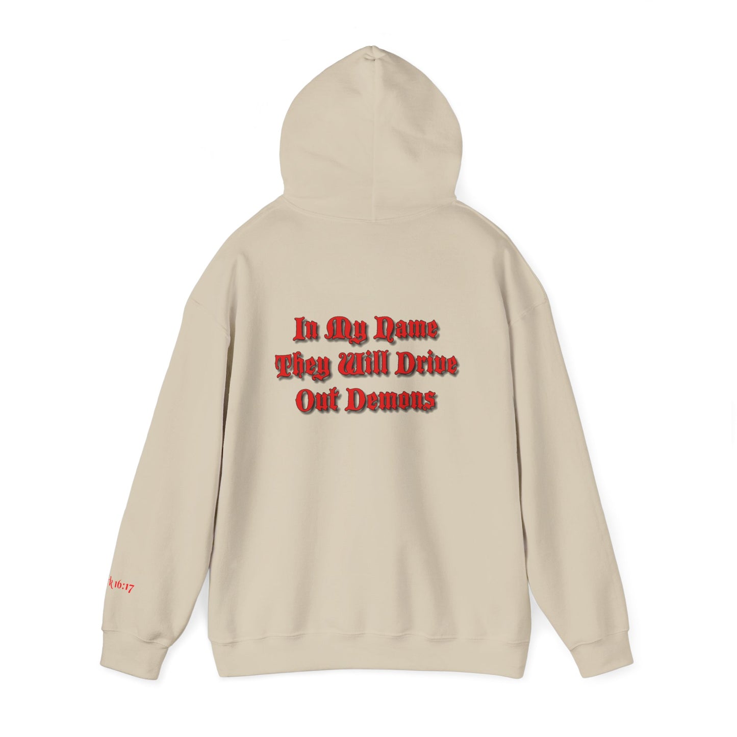 Dodge Demon Unisex Hoodie | Mark 16:17 | In My Name They Will Drive Out Demons