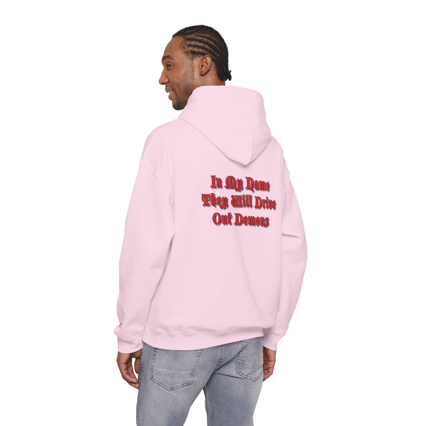 Dodge Demon Unisex Hoodie | Mark 16:17 | In My Name They Will Drive Out Demons