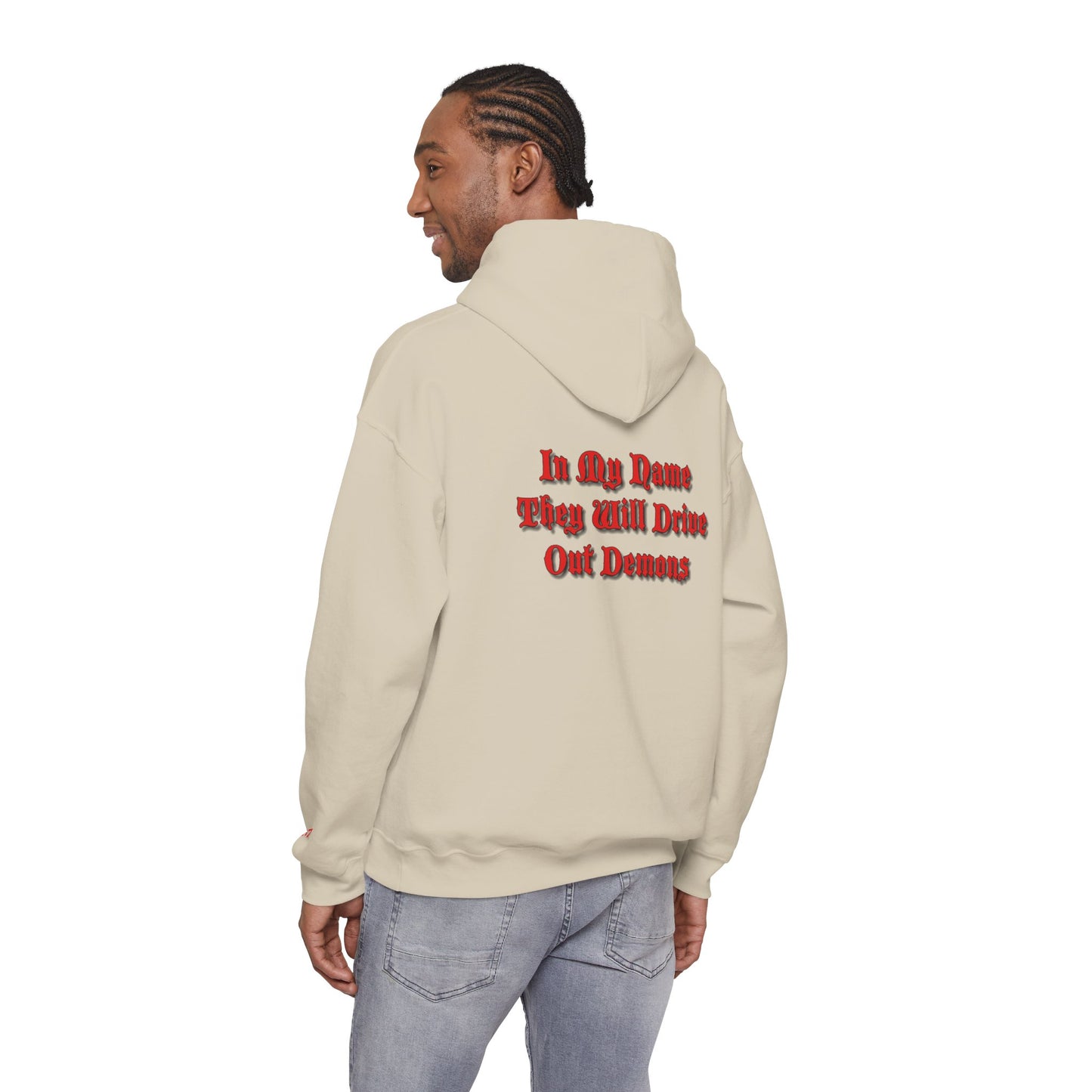 Dodge Demon Unisex Hoodie | Mark 16:17 | In My Name They Will Drive Out Demons