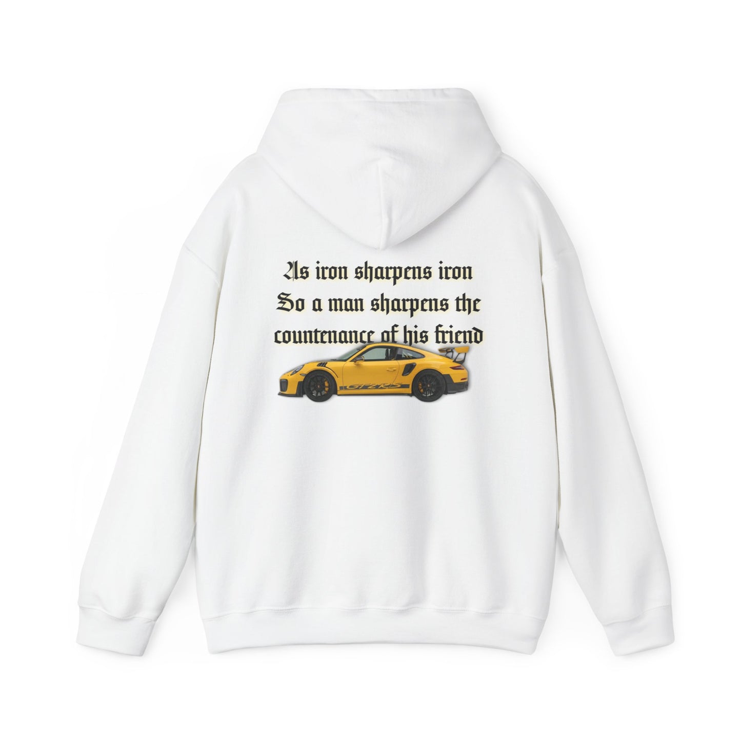 Proverbs 18:24 Mens Yellow Sports Car Hoodie