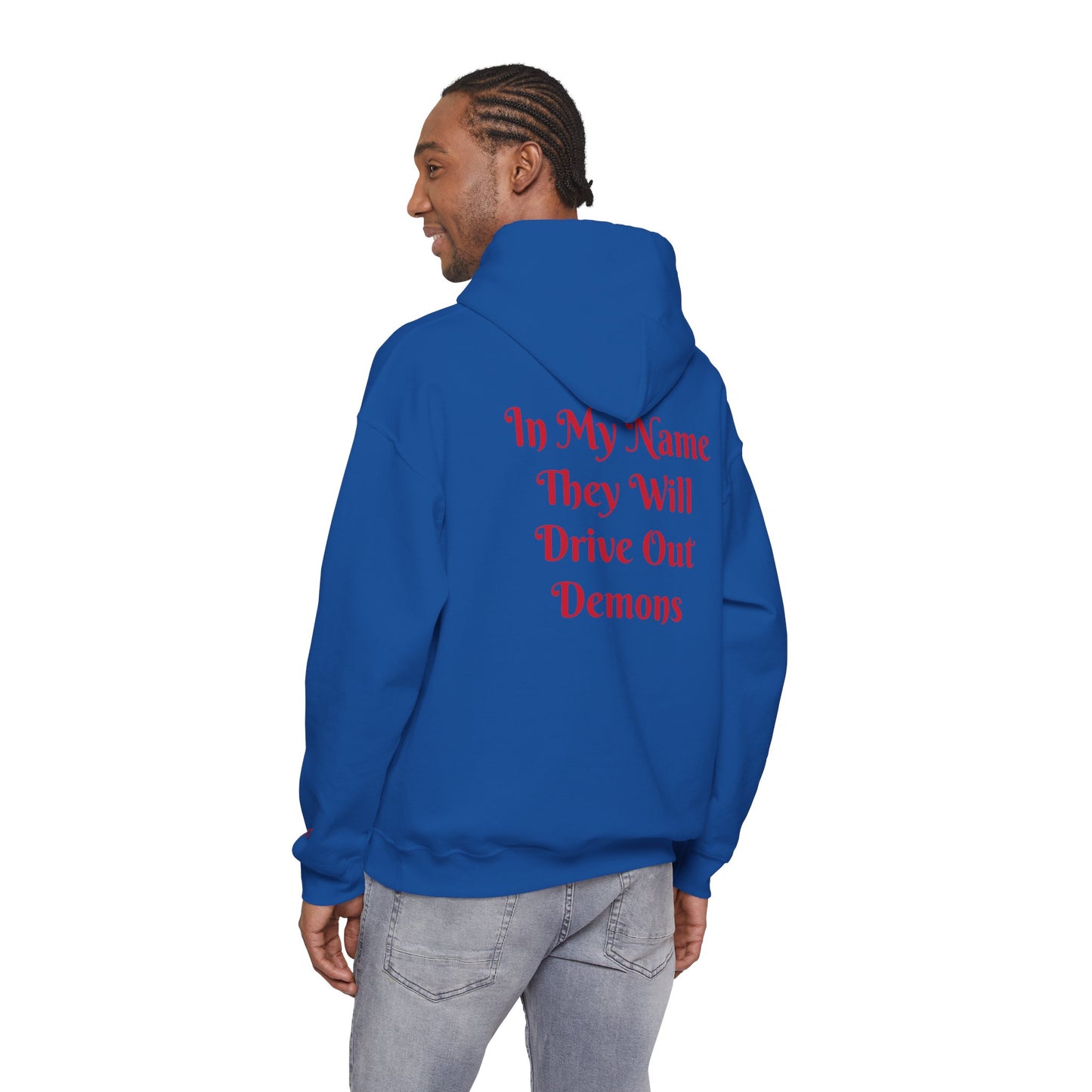 Dodge Demon Unisex Hoodie | Mark 16:17 | In My Name They Will Drive Out Demons
