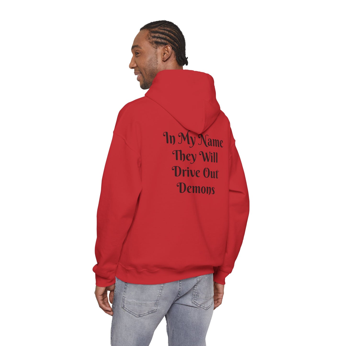 Dodge Demon Unisex Hoodie | Mark 16:17 | In My Name They Will Drive Out Demons