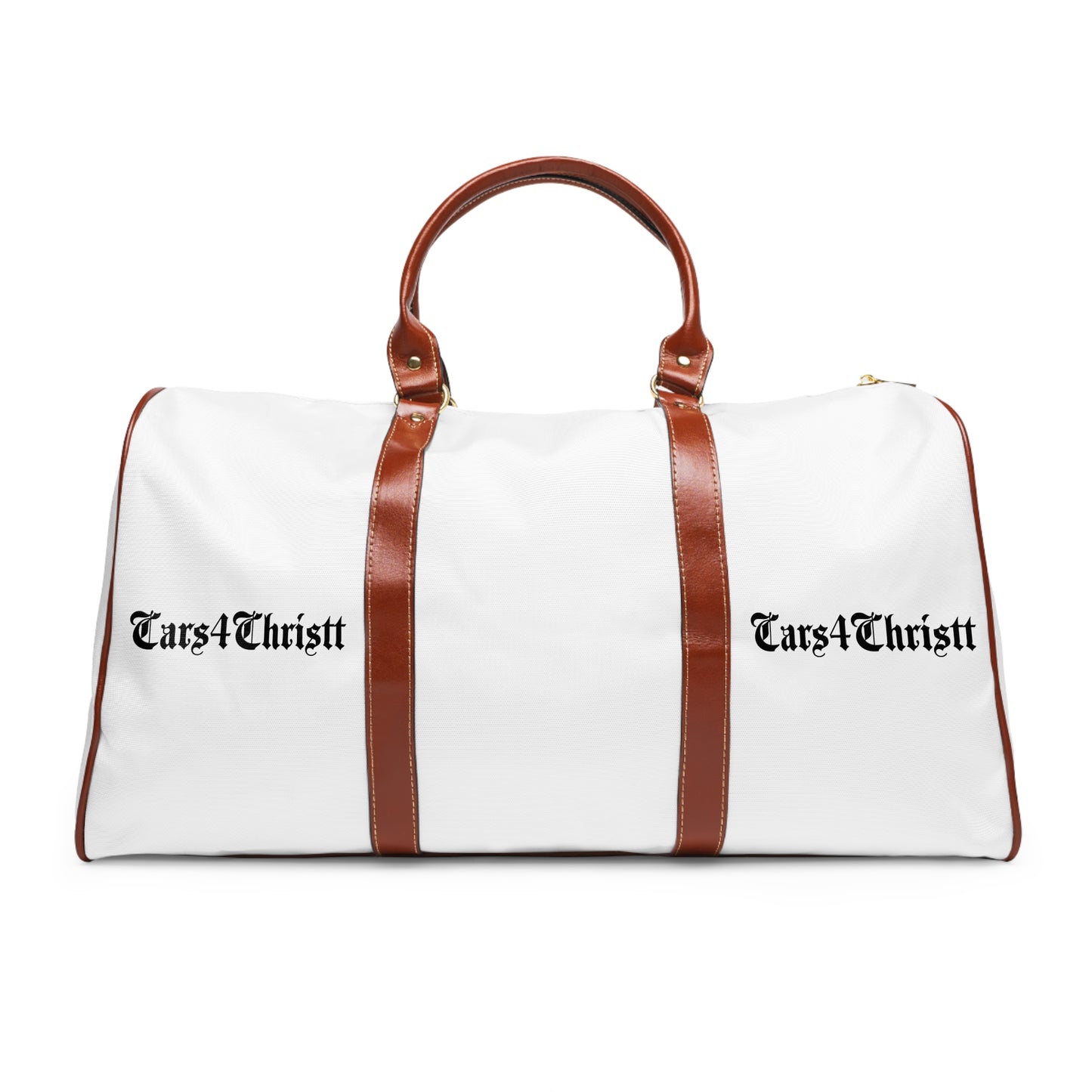 Waterproof Travel Bag – Classic White Duffle with 'Cars4Christt' Logo