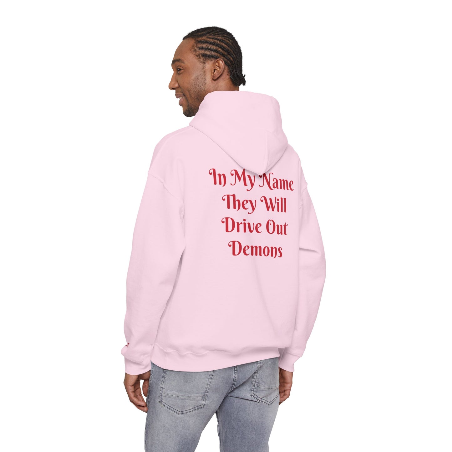 Dodge Demon Unisex Hoodie | Mark 16:17 | In My Name They Will Drive Out Demons