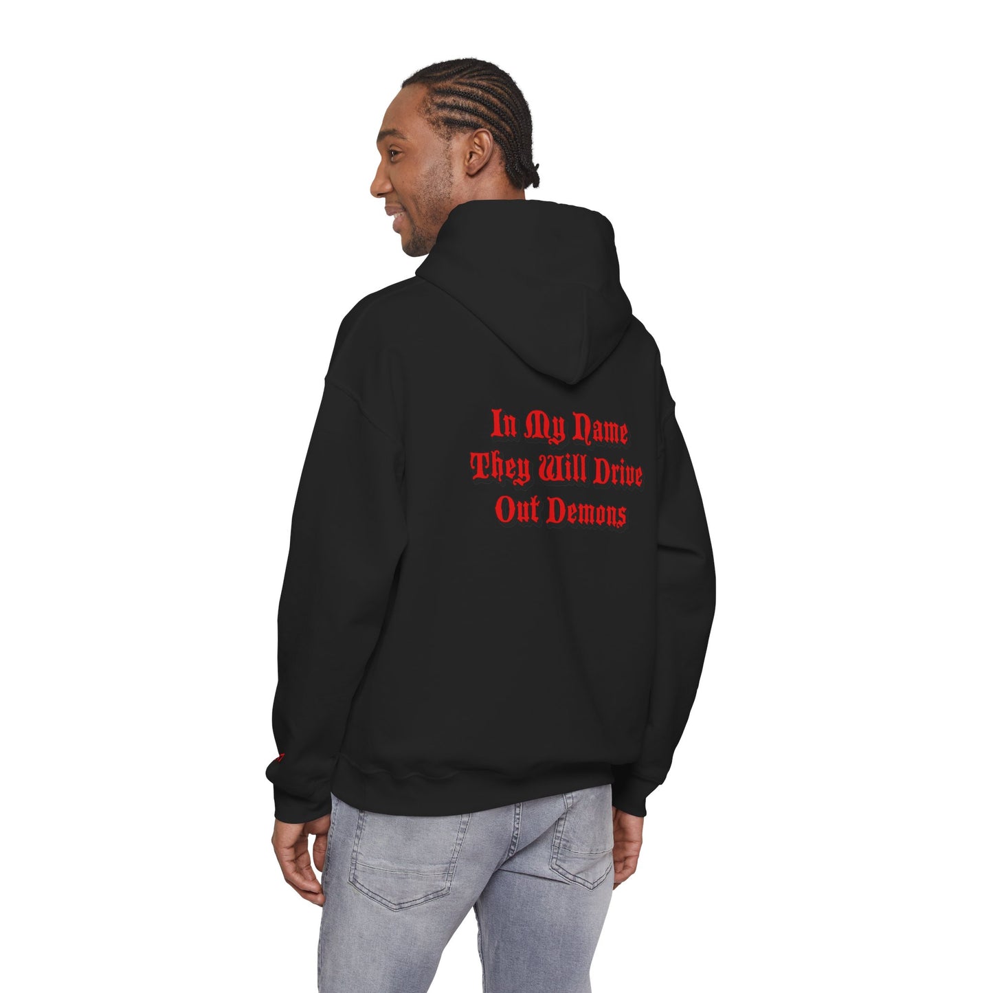 Dodge Demon Unisex Hoodie | Mark 16:17 | In My Name They Will Drive Out Demons
