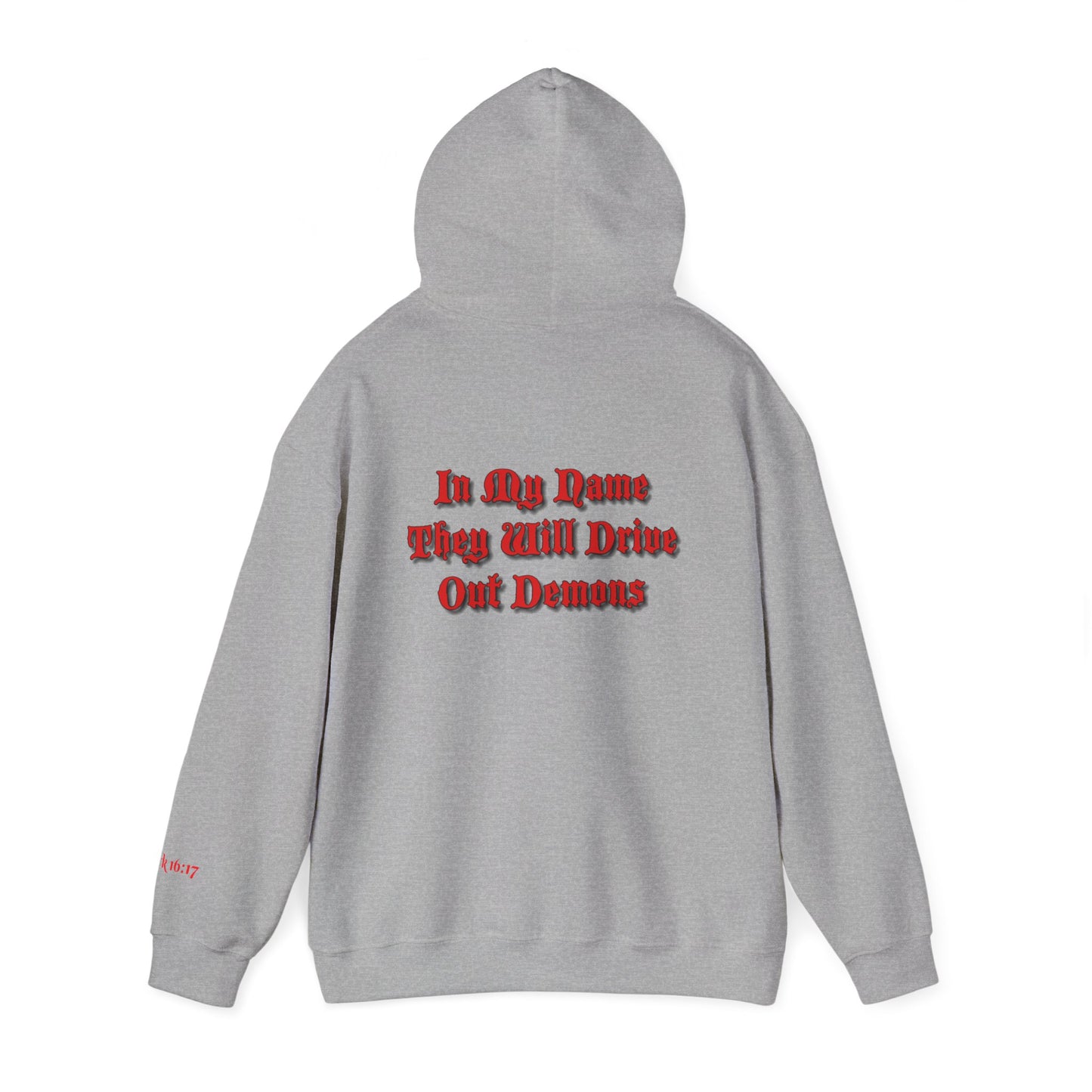 Dodge Demon Unisex Hoodie | Mark 16:17 | In My Name They Will Drive Out Demons