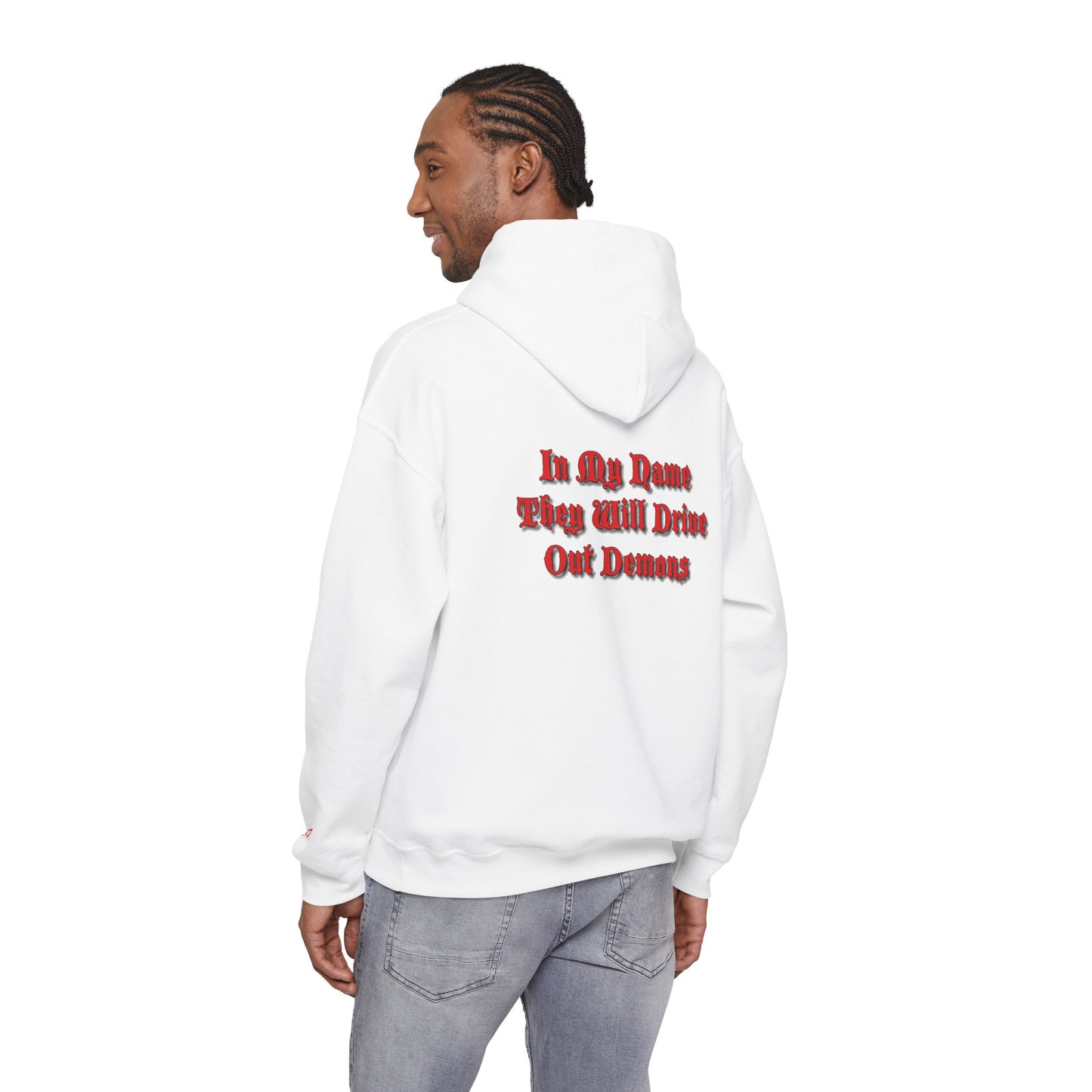Dodge Demon Unisex Hoodie | Mark 16:17 | In My Name They Will Drive Out Demons