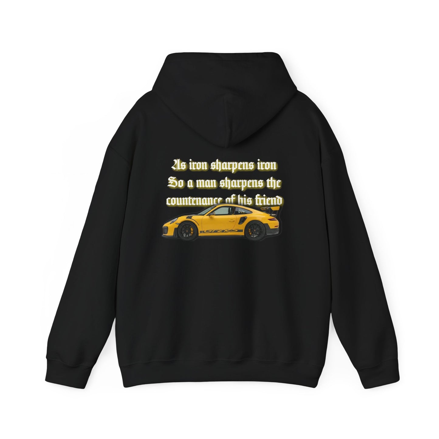 Proverbs 18:24 Mens Yellow Sports Car Hoodie