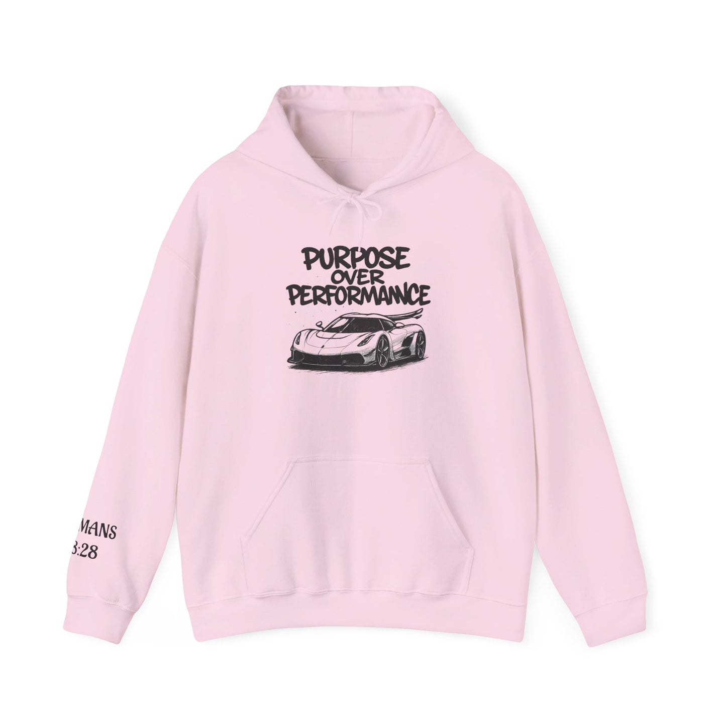 Jesko Purpose Over Performance Hoodie | Romas 8:28 | Unisex Sweatshirt for Car Enthusiasts